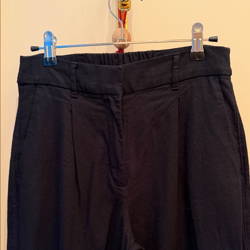 Old Navy Black Linen Pleated Wide Leg Trousers - Picture 6 of 6